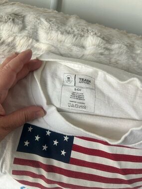 White USA Flag & Olympic Rings Long Sleeve Tee